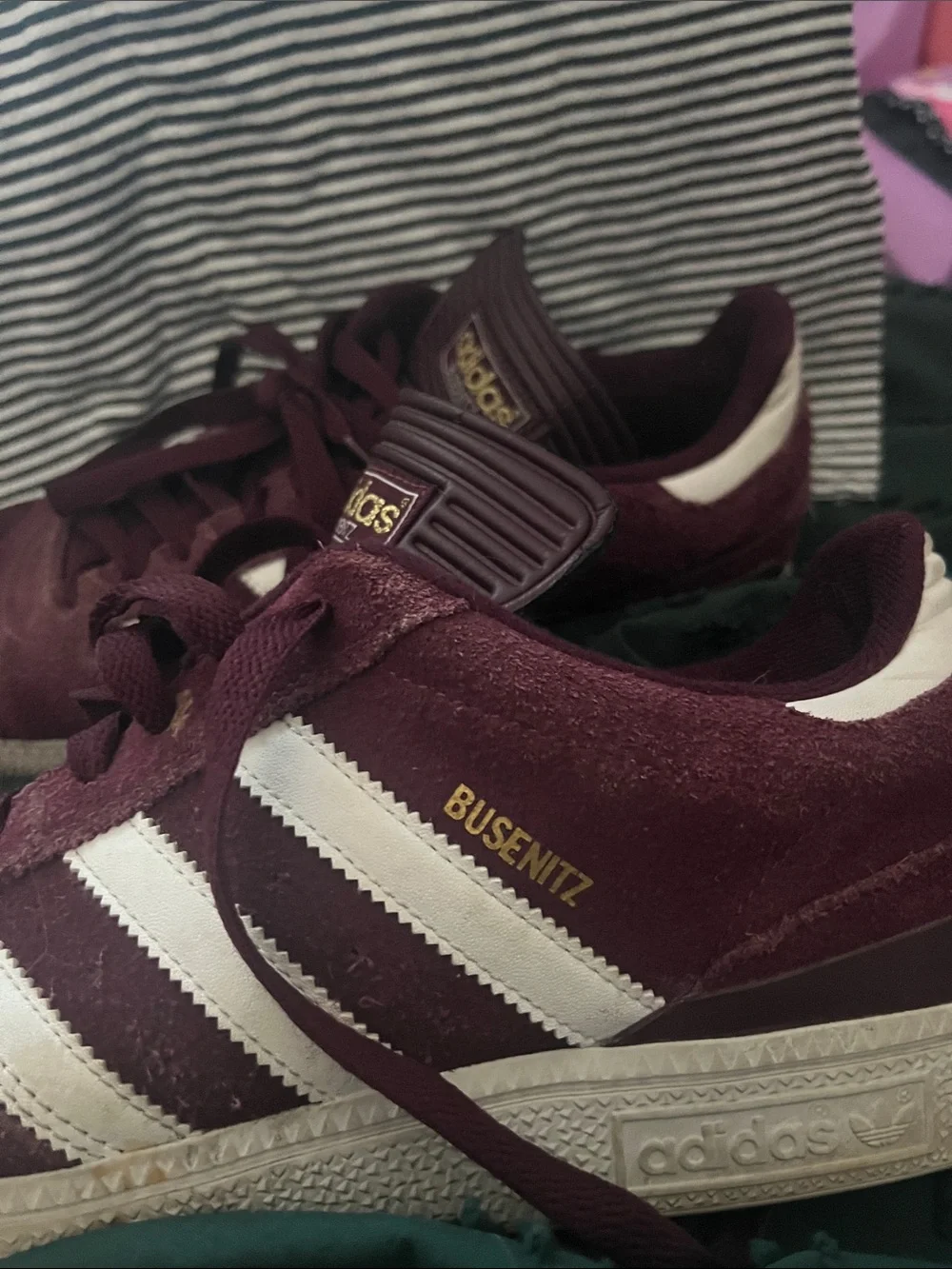 Adidas Busenitz Pro Burgundy Suede Sneakers with White Stripes